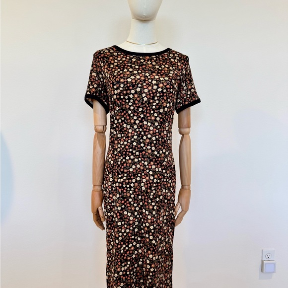 Brown Black Flower Midi Dress - Picture 2 of 16
